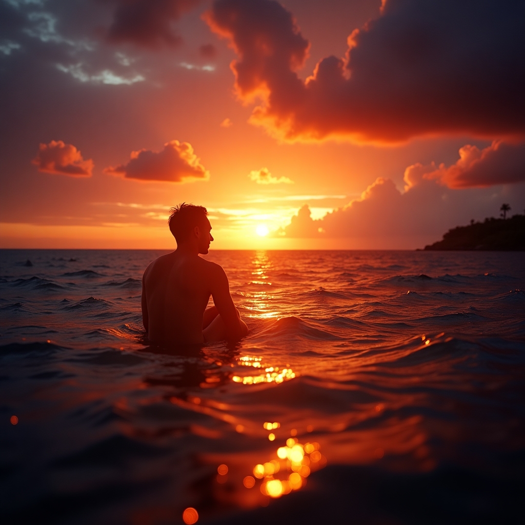 Maui sunset over the ocean Colorful, calm, breathtaking—represents his new beginning.