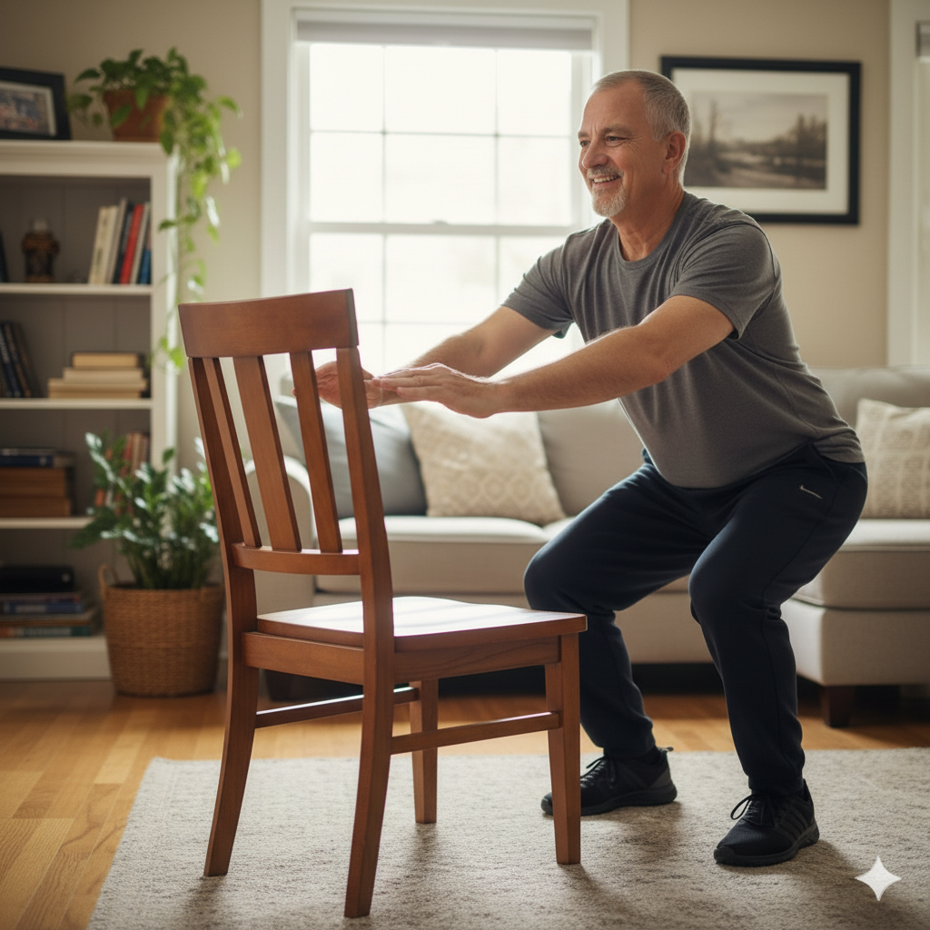 Simple Chair Squats for Seniors