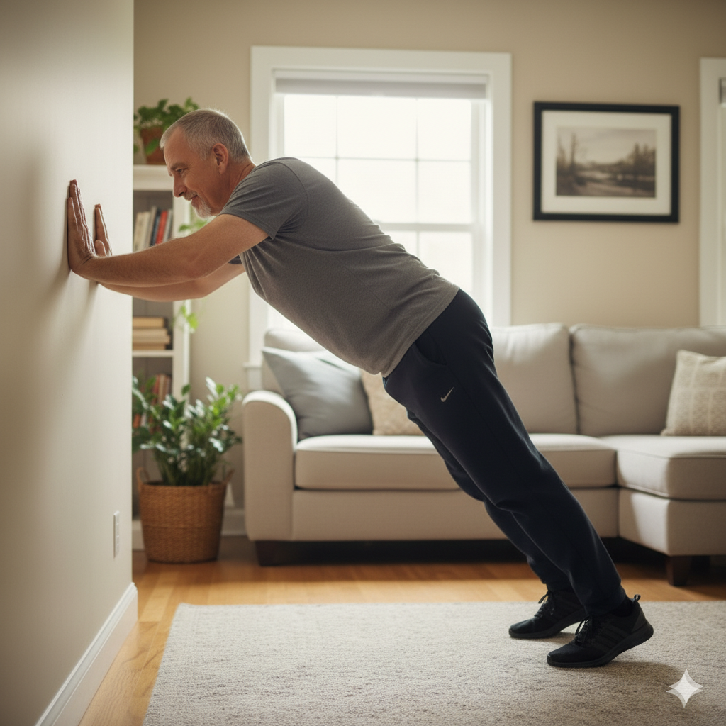 Wall Pushups exercise for seniors and retirees